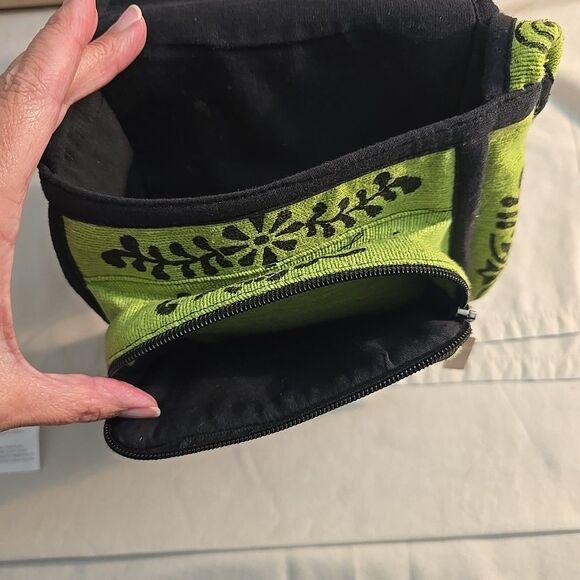 Ganesh Himal Trading Crossbody Flap Bag Cactus Desert BoHo Design Bright Green - Picture 7 of 10